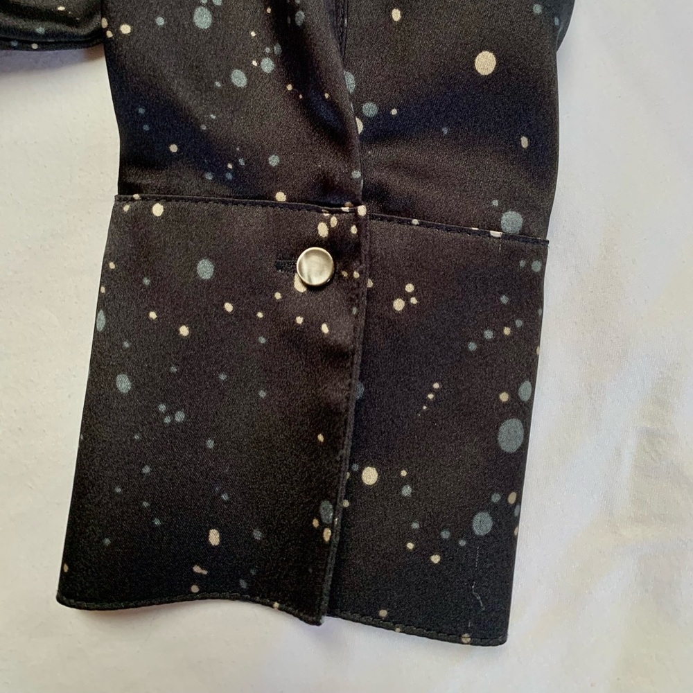 VINCE~Mandarin collar dolman sleeves black satin blouse size small